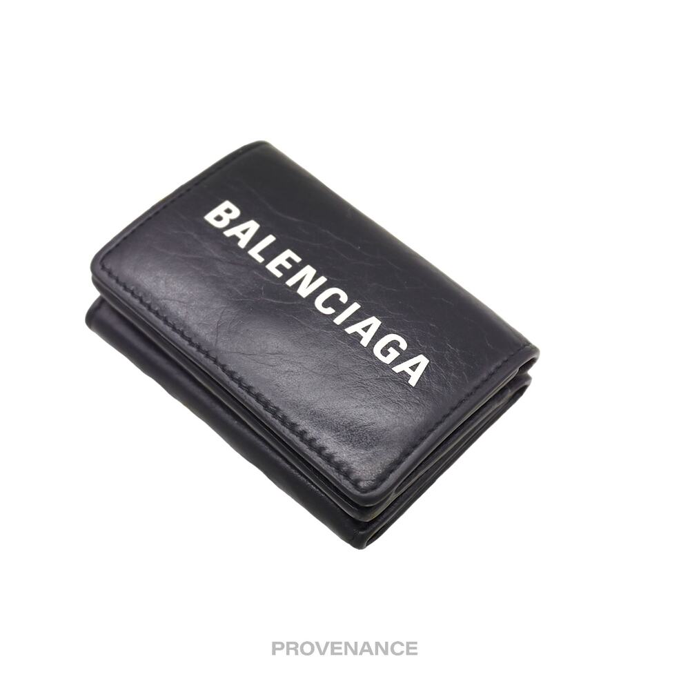 🔴 Balenciaga Logo Trifold Wallet - Black White - Picture 3 of 12